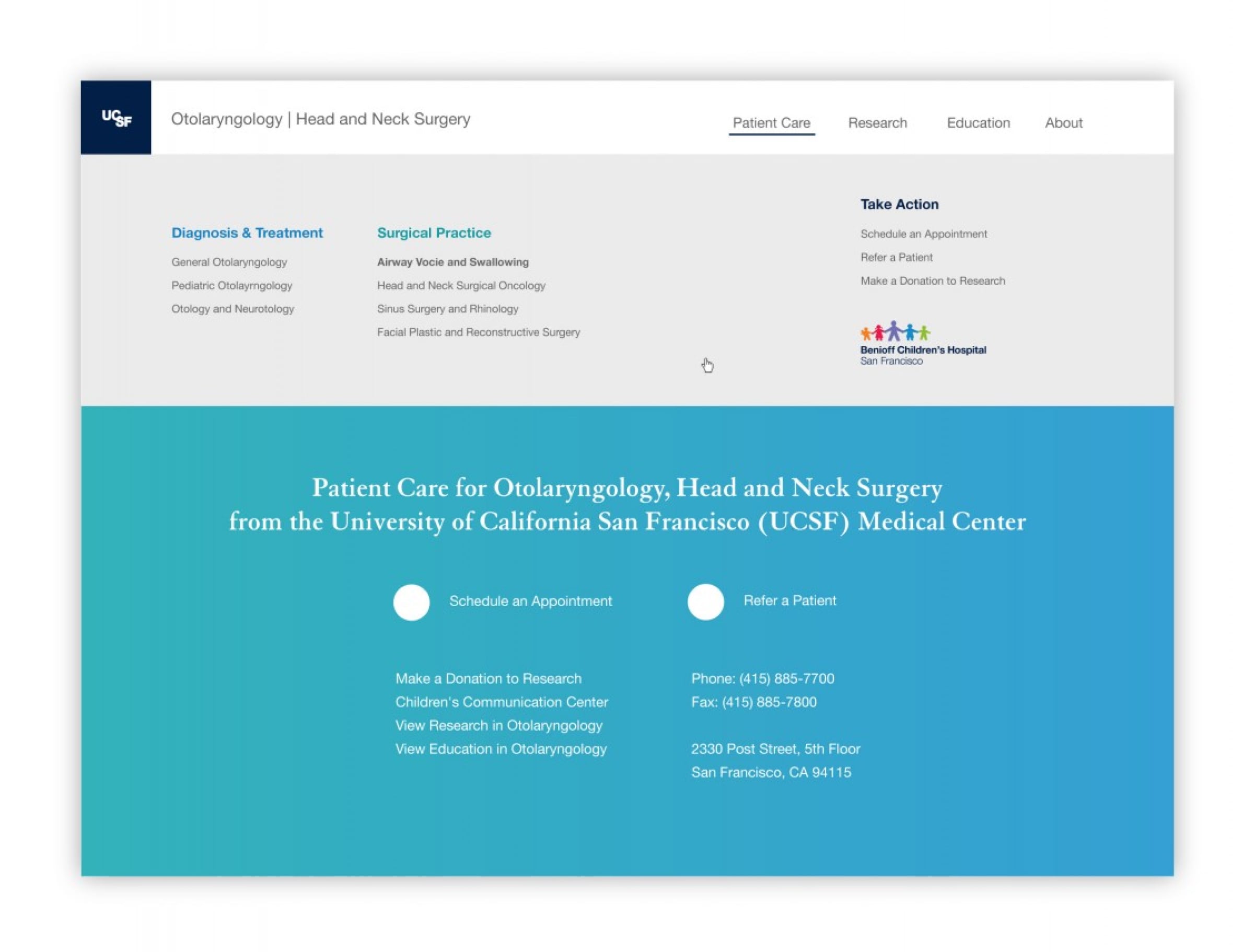 UCSF Head and Neck Surgery frame